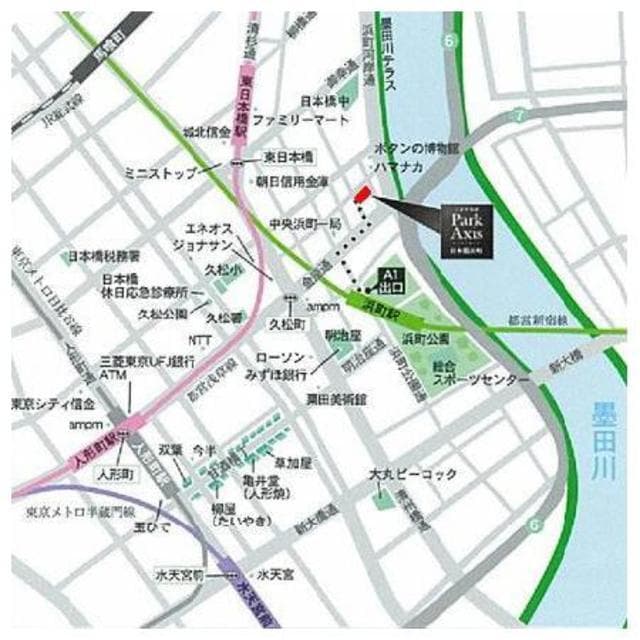 パークアクシス日本橋浜町 5階の地図 1