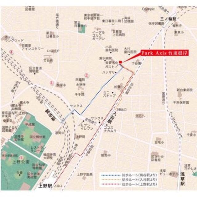 パークアクシス台東根岸 7階の地図 1