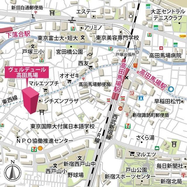 ヴェルデュール高田馬場 9階の地図 1