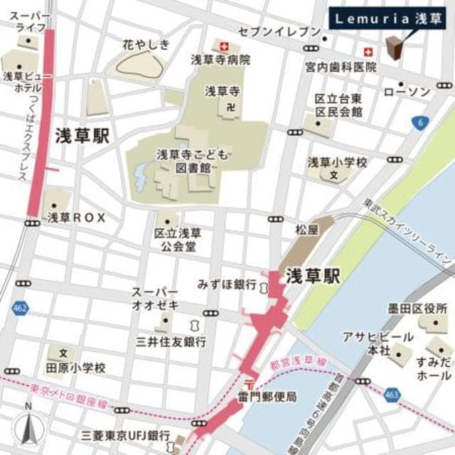 Ｌｅｍｕｒｉａ浅草 902の地図 1