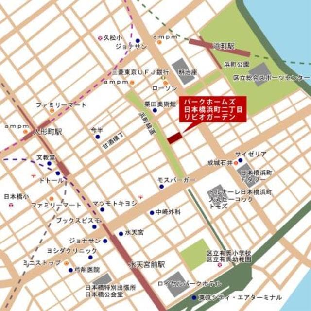 パークホームズ日本橋浜町二丁目リビオガーデン 3階の地図 1