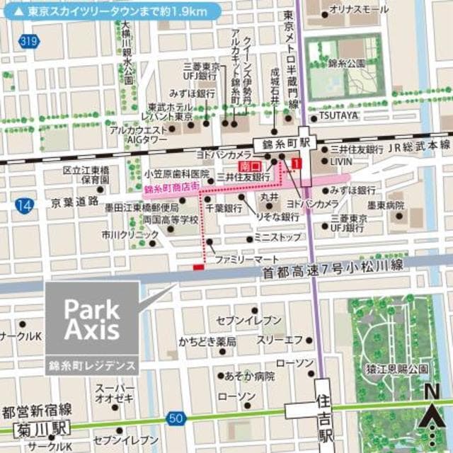 パークアクシス錦糸町レジデンス 11階の地図 1