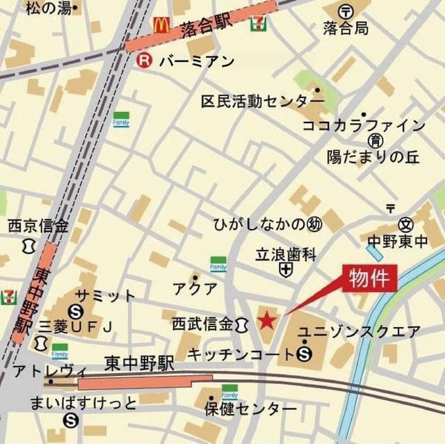 パークタワー東中野グランドエア 1301の地図 1