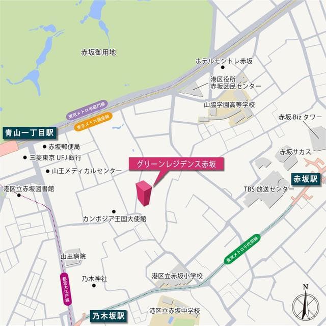 グリーンレジデンス赤坂 2階の地図 1