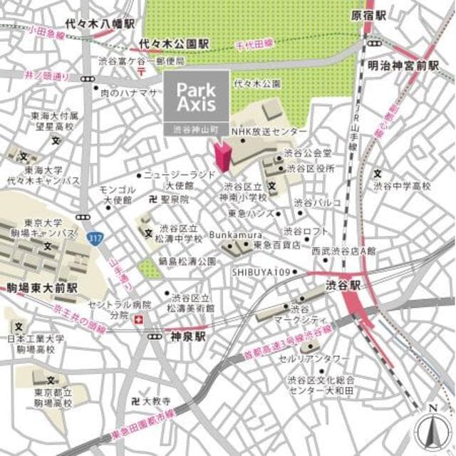 パークアクシス渋谷神山町 301の地図 1