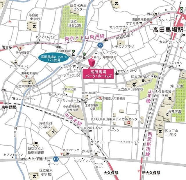 高田馬場パーク・ホームズ 4階の地図 1