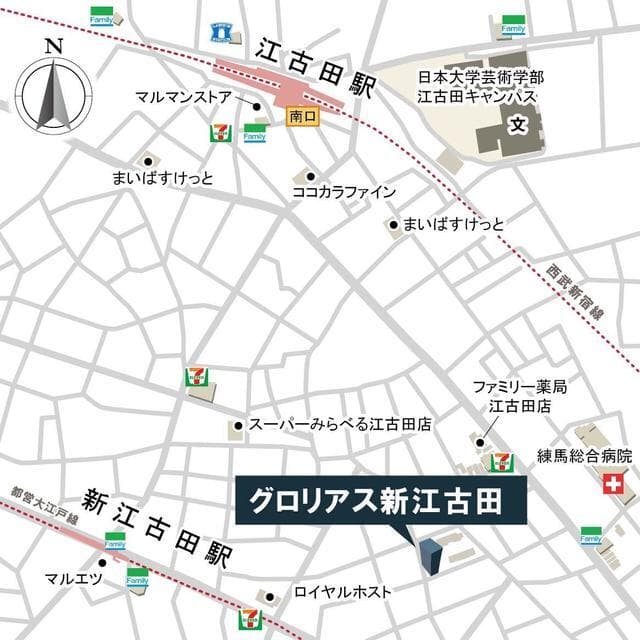 グロリアス新江古田 201の地図 1
