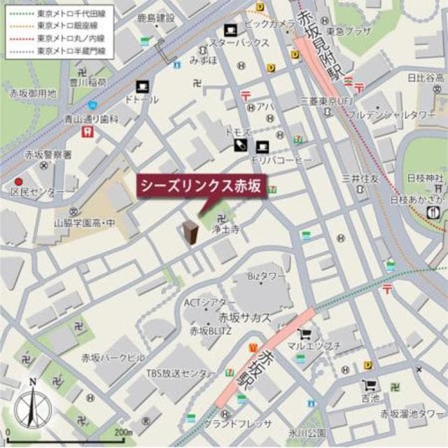 シーズリンクス赤坂 301の地図 1