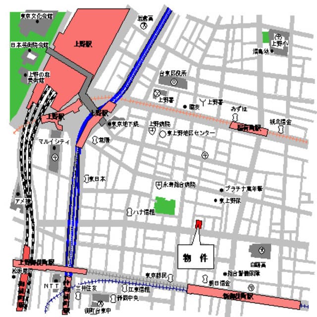 パークキューブ上野 1106の地図 1