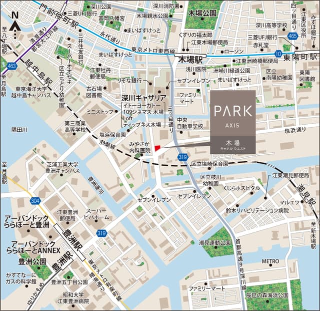パークアクシス木場キャナル　ウエスト 1202の地図 1