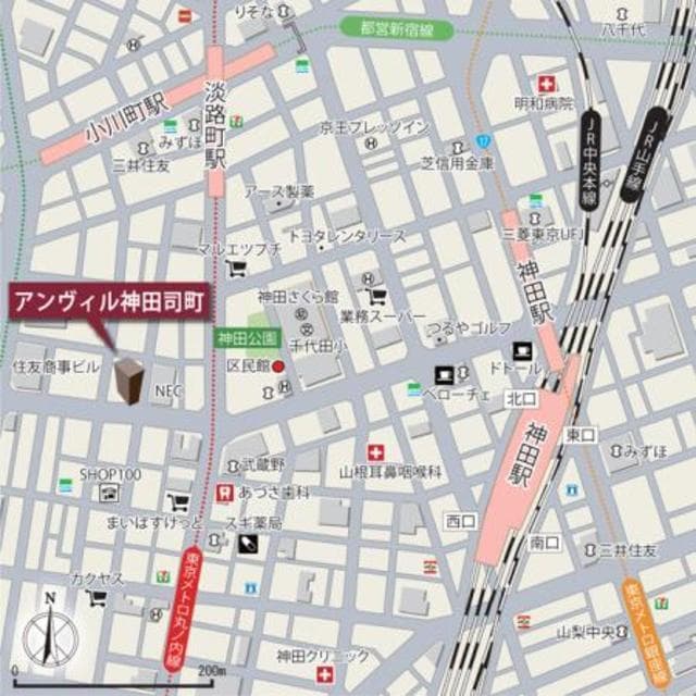 Ａｎｖｉｌｌｅ神田司町 11階の地図 1