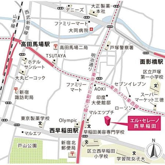 エル・セレーノ西早稲田 2階の地図 1