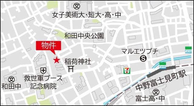 ルフォンプログレ中野富士見町ザ・レジデンス 4階の地図 1