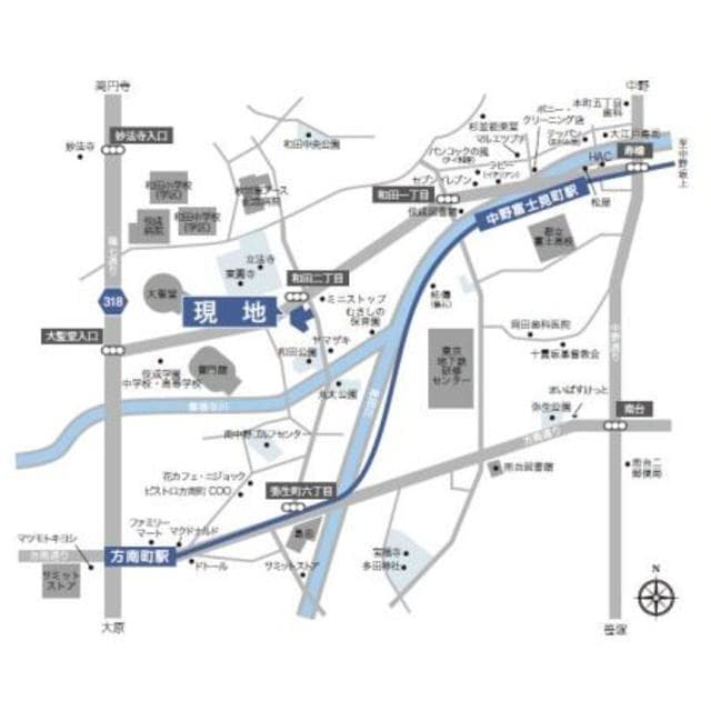 ルフォンプログレ中野富士見町 306の地図 1