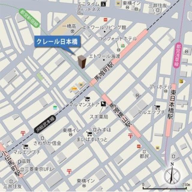 クレール日本橋 12階の地図 1