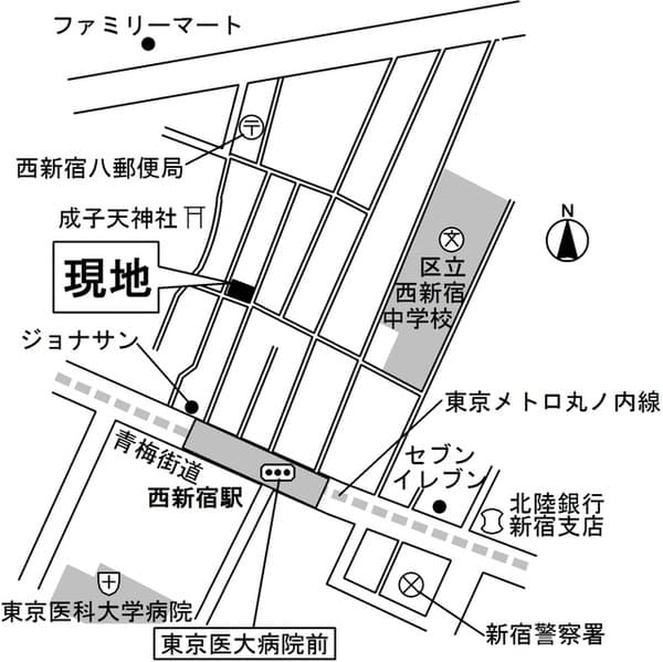 グリーニエ西新宿 4階の地図 1
