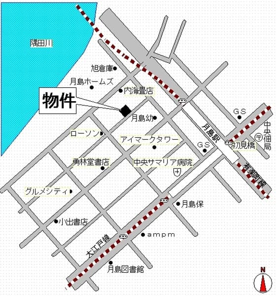 グランアセット月島 3階の地図 1