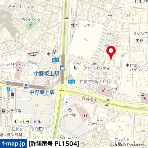 中野坂上駅 徒歩3分 マンション 2階の地図 1