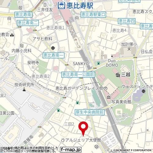 恵比寿駅 徒歩10分 マンション 2階の地図 1