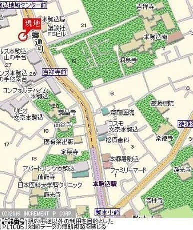 本駒込駅 徒歩4分 マンション 8階の地図 1