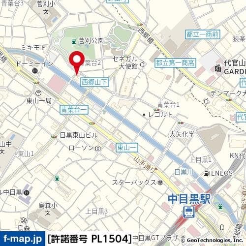 中目黒駅 徒歩10分 マンション 3階の地図 1