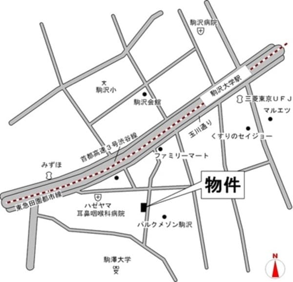 クラティ駒沢 2階の地図 1