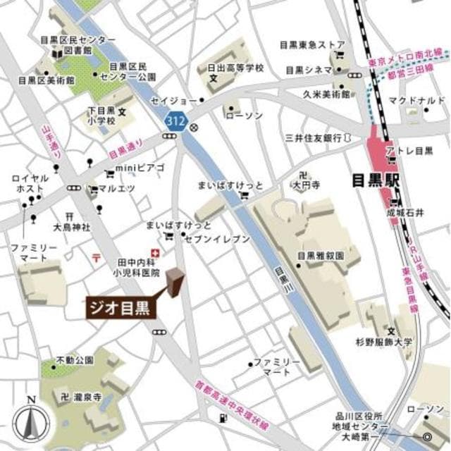 ジオ目黒 4階の地図 1