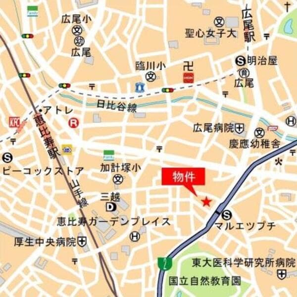 朝日マンション白金通り 8階の地図 1