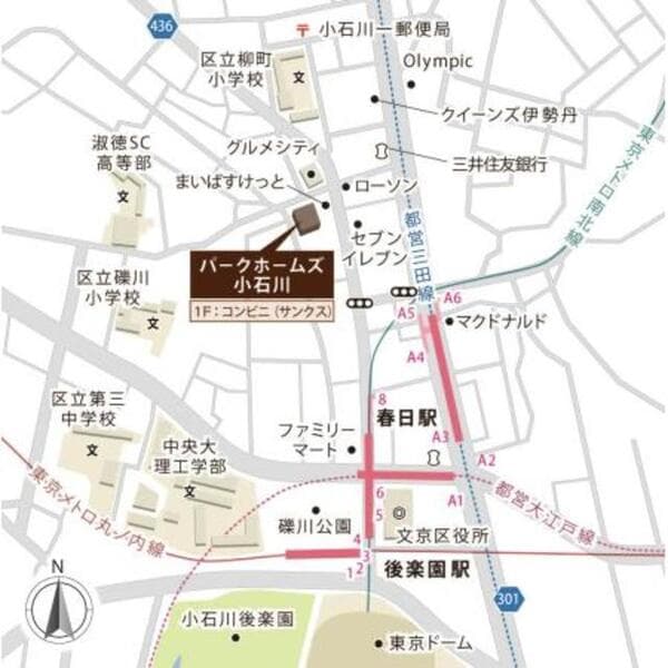 パ－クホ－ムズ小石川 10階の地図 1