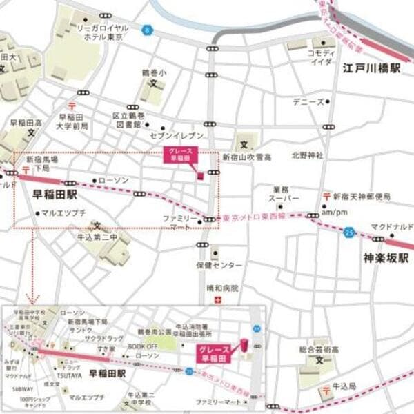 グレース早稲田 4階の地図 1