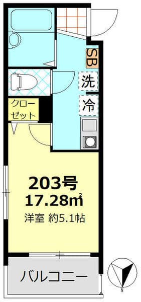 ＭＥＬＤＩＡ東向島 ２０３の間取り 1