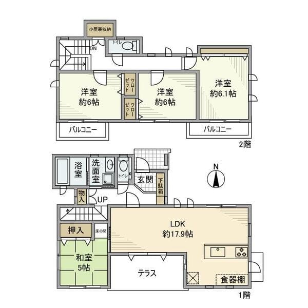 北町戸建 1階の間取り 1