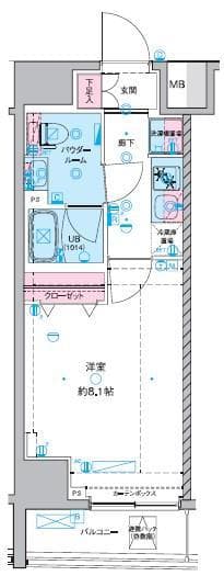 GENOVIA東神田greenveil 5階の間取り 1