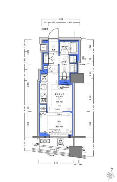 ディームス大手町ノース 3階の間取り 1