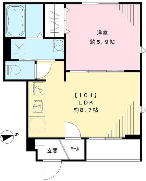 苗村アパートメント 1階の間取り 1