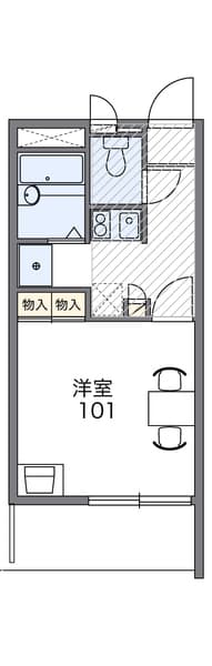 レオパレスシャンブル弐番館 1階の間取り 1