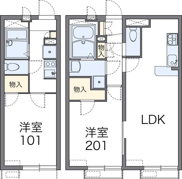 レオパレスプリムヴェール 1階の間取り 1