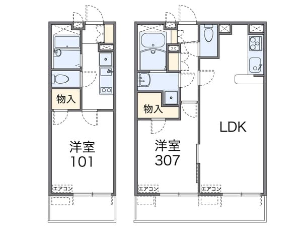 レオパレスオネスト 2階の間取り 1