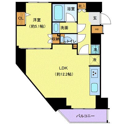 ジェノヴィア新御徒町スカイガーデン 4階の間取り 1