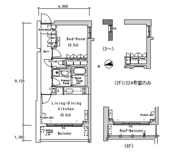 ルフォンプログレ南麻布 2階の間取り 1