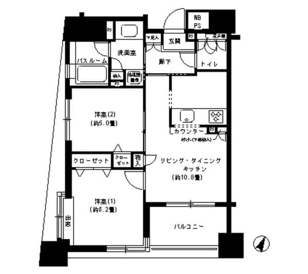 パークキューブ市ヶ谷 9階の間取り 1