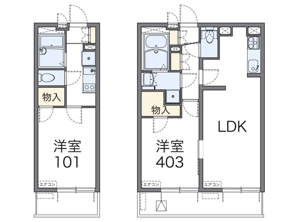 レオパレスラッキー 1階の間取り 1