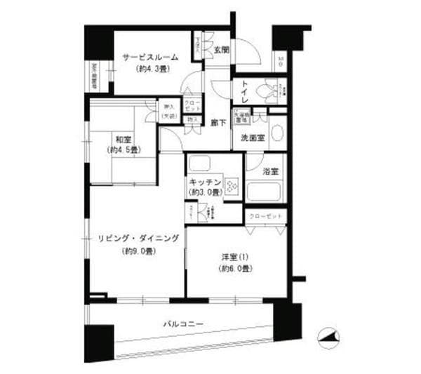 パークキューブ浅草田原町 11階の間取り 1