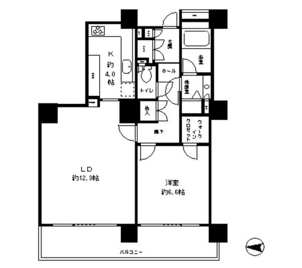 リバーポイントタワー 12階の間取り 1