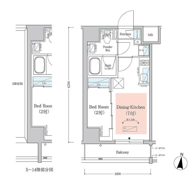 アーバネックス西新宿II 2階の間取り 1