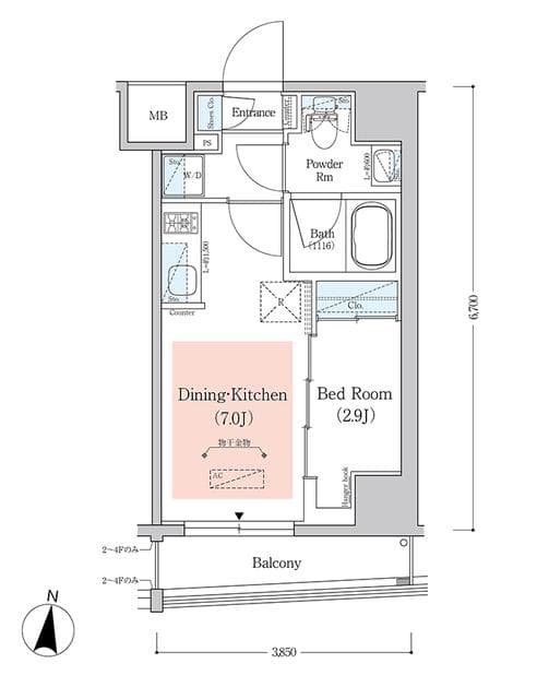 アーバネックス西新宿II 4階の間取り 1