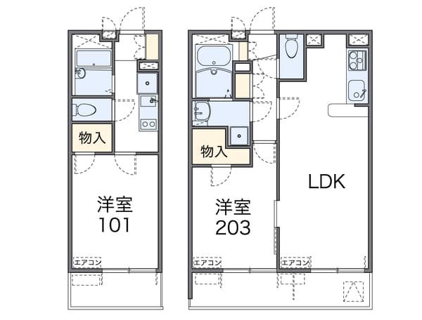 レオパレス三ヶ田 3階の間取り 1