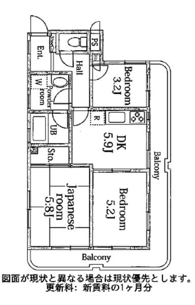 ユーコート住吉 4階の間取り 1