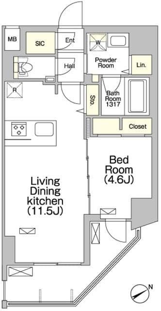 ＧＲＡＣＩＡ　ＰＬＡＣＥ　ＨＯＮＫＯＭＡＧＯＭＥ 13階の間取り 1