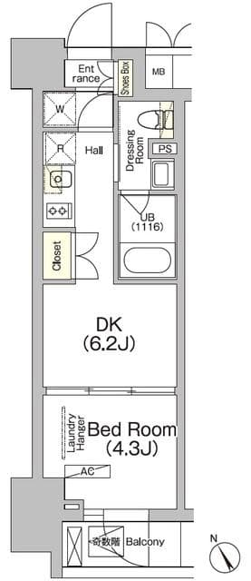 ＪＰｎｏｉｅ門前仲町 3階の間取り 1